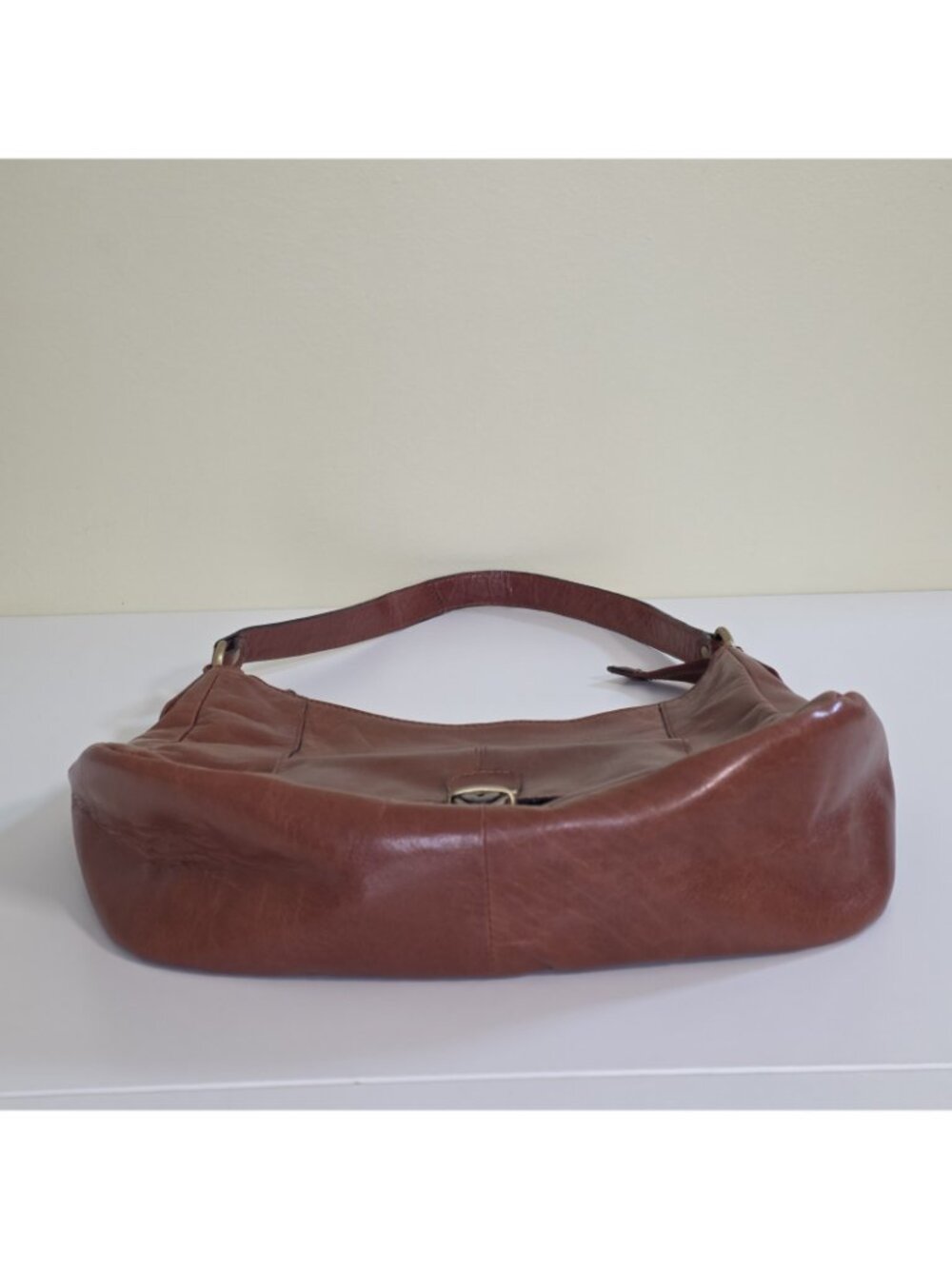 Browns Genuine Leather Hobo Shoulder Bag Cognac Brown Y2K Western Boho Pockets - Picture 9 of 16